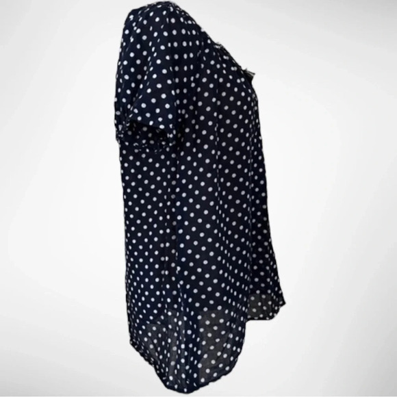 J.CREW Navy And White Polka Dot Short Sleeve Top Size Small | GUC - Picture 2 of 6